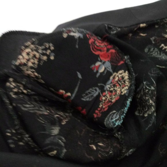 Vintage 90's Floral Dress Jacket L/XL Black Red - Picture 8 of 15